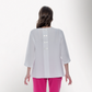 Toofan – White – Wire Collar 3/4 Sleeves Round Neck with Back Button Detail Tunic Top – C79