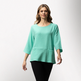 Toofan – Mint – Wire Collar 3/4 Sleeves Round Neck with Back Button Detail Tunic Top – C79