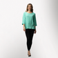 Toofan – Mint – Wire Collar 3/4 Sleeves Round Neck with Back Button Detail Tunic Top – C79