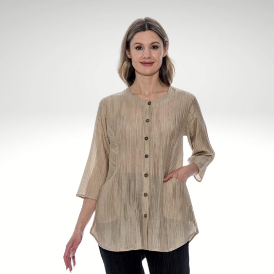 Toofan – Sand – Crushed Fabric - Round Neck Tunic Top – CR 25