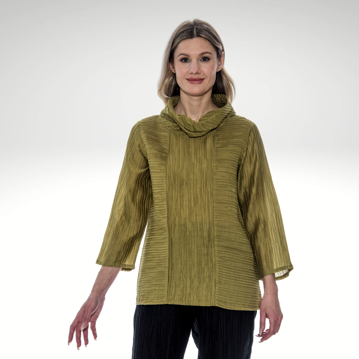 Toofan – Moss – Crushed Fabric – Cowl Neck Tunic – CR 28