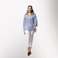 Toofan – Digital Print – Blue Floral Print wire collar 3/4 sleeves button down Cotton shirt – DP31-253