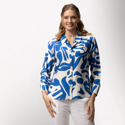 Toofan – Digital Print – Blue Color Abstract Print full sleeves Button down Shirt – DP38-490