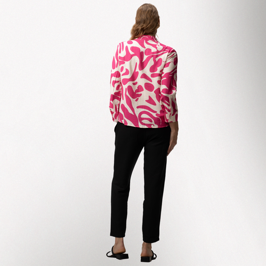 Toofan – Digital Print – Fuschia Color Abstract Print long sleeves Button down Shirt – DP38-490