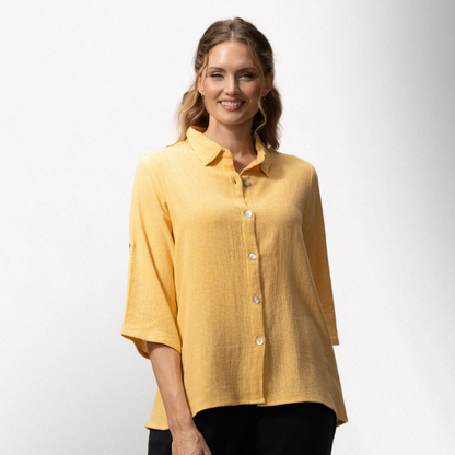 Toofan - Butter - A Line Back Button details 3/4 Sleeves Shirt - HS253