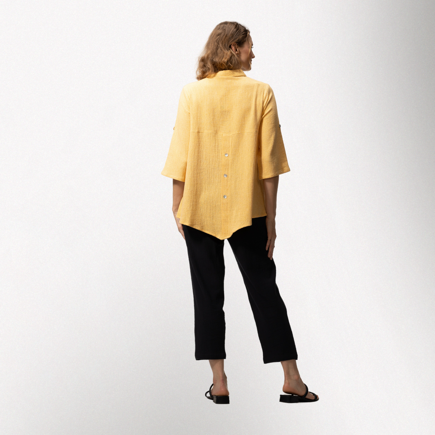 Toofan - Butter - A Line Back Button details 3/4 Sleeves Shirt - HS253