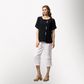 Toofan - Black - Round Neck Front Button Detail Short Sleeve Top - HS271