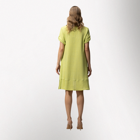 Toofan - Lime - High Low round neck short sleeve dress - HS516