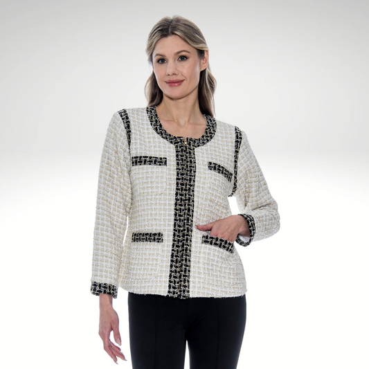 Toofan - White - Round Neck Zipper Jacket - NJ 273