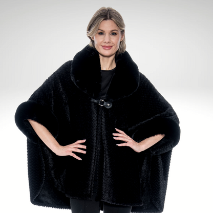 Toofan - Black - Faux Fur Jacket with Closure - OS 226