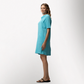 Toofan – Aqua – Cowl Neck Dress with Back Button Detail & Pockets – Beyond Travel Collection – C196